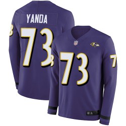 Limited Men's Marshal Yanda Purple Jersey - #73 Football Baltimore Ravens Therma Long Sleeve