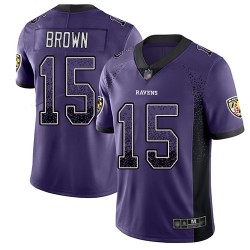 Limited Men's Marquise Brown Purple Jersey - #15 Football Baltimore Ravens Rush Drift Fashion