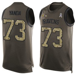 Limited Men's Marshal Yanda Green Jersey - #73 Football Baltimore Ravens Salute to Service Tank Top