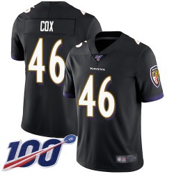 Limited Men's Morgan Cox Black Alternate Jersey - #46 Football Baltimore Ravens 100th Season Vapor Untouchable