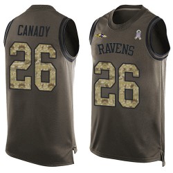 Limited Men's Maurice Canady Green Jersey - #26 Football Baltimore Ravens Salute to Service Tank Top