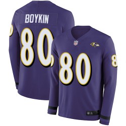 Limited Men's Miles Boykin Purple Jersey - #80 Football Baltimore Ravens Therma Long Sleeve