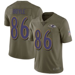 Limited Men's Nick Boyle Olive Jersey - #86 Football Baltimore Ravens 2017 Salute to Service