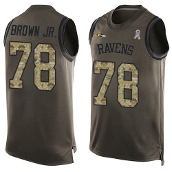 Limited Men's Orlando Brown Jr. Green Jersey - #78 Football Baltimore Ravens Salute to Service Tank Top