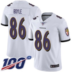 Limited Men's Nick Boyle White Road Jersey - #86 Football Baltimore Ravens 100th Season Vapor Untouchable