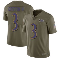 Limited Men's Robert Griffin III Olive Jersey - #3 Football Baltimore Ravens 2017 Salute to Service