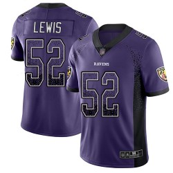 Limited Men's Ray Lewis Purple Jersey - #52 Football Baltimore Ravens Rush Drift Fashion