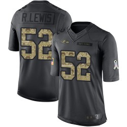 Limited Men's Ray Lewis Black Jersey - #52 Football Baltimore Ravens 2016 Salute to Service