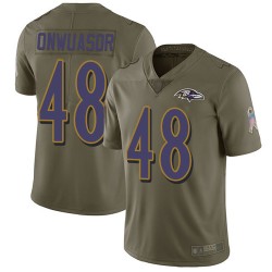 Limited Men's Patrick Onwuasor Olive Jersey - #48 Football Baltimore Ravens 2017 Salute to Service