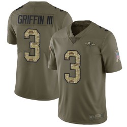 Limited Men's Robert Griffin III Olive/Camo Jersey - #3 Football Baltimore Ravens 2017 Salute to Service