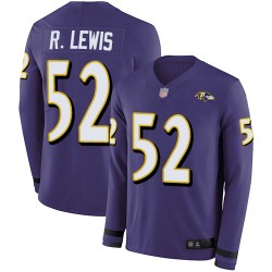 Limited Men's Ray Lewis Purple Jersey - #52 Football Baltimore Ravens Therma Long Sleeve