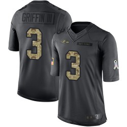 Limited Men's Robert Griffin III Black Jersey - #3 Football Baltimore Ravens 2016 Salute to Service