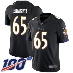 Limited Men's Nico Siragusa Black Alternate Jersey - #65 Football Baltimore Ravens 100th Season Vapor Untouchable