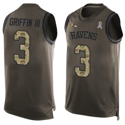 Limited Men's Robert Griffin III Green Jersey - #3 Football Baltimore Ravens Salute to Service Tank Top