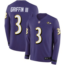Limited Men's Robert Griffin III Purple Jersey - #3 Football Baltimore Ravens Therma Long Sleeve