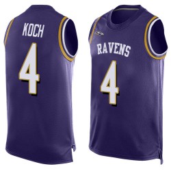 Limited Men's Sam Koch Purple Jersey - #4 Football Baltimore Ravens Player Name & Number Tank Top