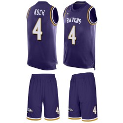 Limited Men's Sam Koch Purple Jersey - #4 Football Baltimore Ravens Tank Top Suit