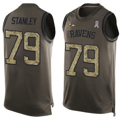 Limited Men's Ronnie Stanley Green Jersey - #79 Football Baltimore Ravens Salute to Service Tank Top