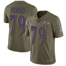 Limited Men's Ronnie Stanley Olive Jersey - #79 Football Baltimore Ravens 2017 Salute to Service