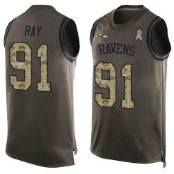 Limited Men's Shane Ray Green Jersey - #91 Football Baltimore Ravens Salute to Service Tank Top