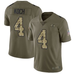 Limited Men's Sam Koch Olive/Camo Jersey - #4 Football Baltimore Ravens 2017 Salute to Service