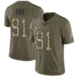 Limited Men's Shane Ray Olive/Camo Jersey - #91 Football Baltimore Ravens 2017 Salute to Service