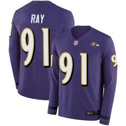 Limited Men's Shane Ray Purple Jersey - #91 Football Baltimore Ravens Therma Long Sleeve