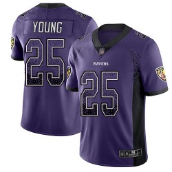 Limited Men's Tavon Young Purple Jersey - #25 Football Baltimore Ravens Rush Drift Fashion
