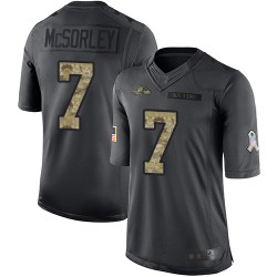 Limited Men's Trace McSorley Black Jersey - #7 Football Baltimore Ravens 2016 Salute to Service