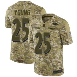 Limited Men's Tavon Young Camo Jersey - #25 Football Baltimore Ravens 2018 Salute to Service