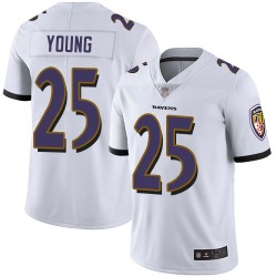 Limited Men's Tavon Young White Road Jersey - #25 Football Baltimore Ravens Vapor Untouchable