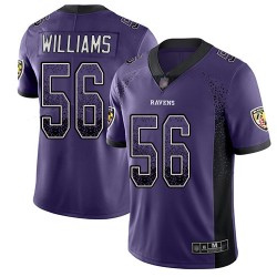 Limited Men's Tim Williams Purple Jersey - #56 Football Baltimore Ravens Rush Drift Fashion