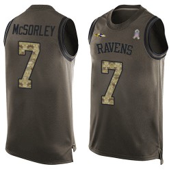 Limited Men's Trace McSorley Green Jersey - #7 Football Baltimore Ravens Salute to Service Tank Top