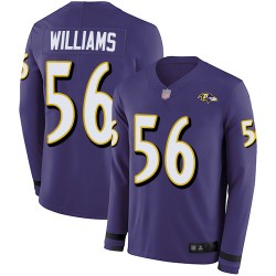 Limited Men's Tim Williams Purple Jersey - #56 Football Baltimore Ravens Therma Long Sleeve
