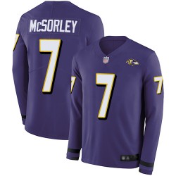 Limited Men's Trace McSorley Purple Jersey - #7 Football Baltimore Ravens Therma Long Sleeve