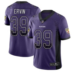 Limited Men's Tyler Ervin Purple Jersey - #39 Football Baltimore Ravens Rush Drift Fashion