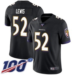 Limited Men's Ray Lewis Black Alternate Jersey - #52 Football Baltimore Ravens 100th Season Vapor Untouchable