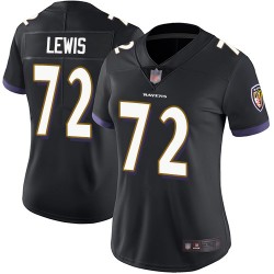 Limited Women's Alex Lewis Black Alternate Jersey - #72 Football Baltimore Ravens Vapor Untouchable