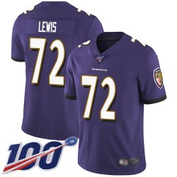 Limited Men's Alex Lewis Purple Home Jersey - #72 Football Baltimore Ravens 100th Season Vapor Untouchable