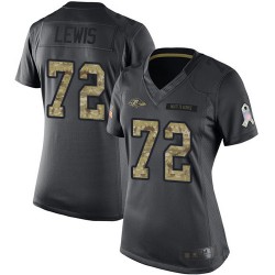 Limited Women's Alex Lewis Black Jersey - #72 Football Baltimore Ravens 2016 Salute to Service