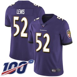 Limited Men's Ray Lewis Purple Home Jersey - #52 Football Baltimore Ravens 100th Season Vapor Untouchable
