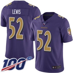 Limited Men's Ray Lewis Purple Jersey - #52 Football Baltimore Ravens 100th Season Rush Vapor Untouchable