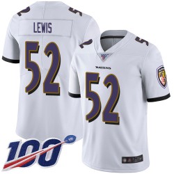 Limited Men's Ray Lewis White Road Jersey - #52 Football Baltimore Ravens 100th Season Vapor Untouchable