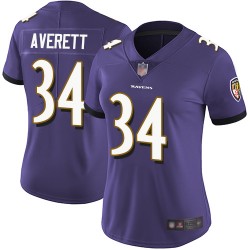 Limited Women's Anthony Averett Purple Home Jersey - #34 Football Baltimore Ravens Vapor Untouchable