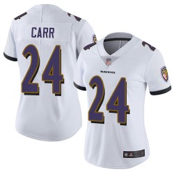 Limited Women's Brandon Carr White Road Jersey - #24 Football Baltimore Ravens Vapor Untouchable