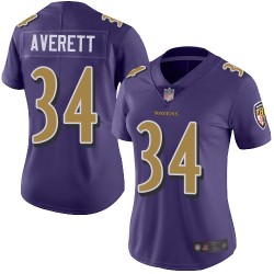 Limited Women's Anthony Averett Purple Jersey - #34 Football Baltimore Ravens Rush Vapor Untouchable