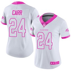 Limited Women's Brandon Carr White/Pink Jersey - #24 Football Baltimore Ravens Rush Fashion