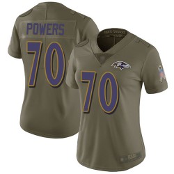 Limited Women's Ben Powers Olive Jersey - #70 Football Baltimore Ravens 2017 Salute to Service