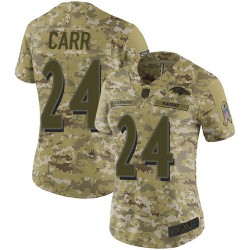 Limited Women's Brandon Carr Camo Jersey - #24 Football Baltimore Ravens 2018 Salute to Service