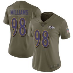 Limited Women's Brandon Williams Olive Jersey - #98 Football Baltimore Ravens 2017 Salute to Service